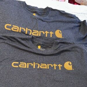 2 PACK Carhartt Men's Gray T-Shirt with Yellow Logo